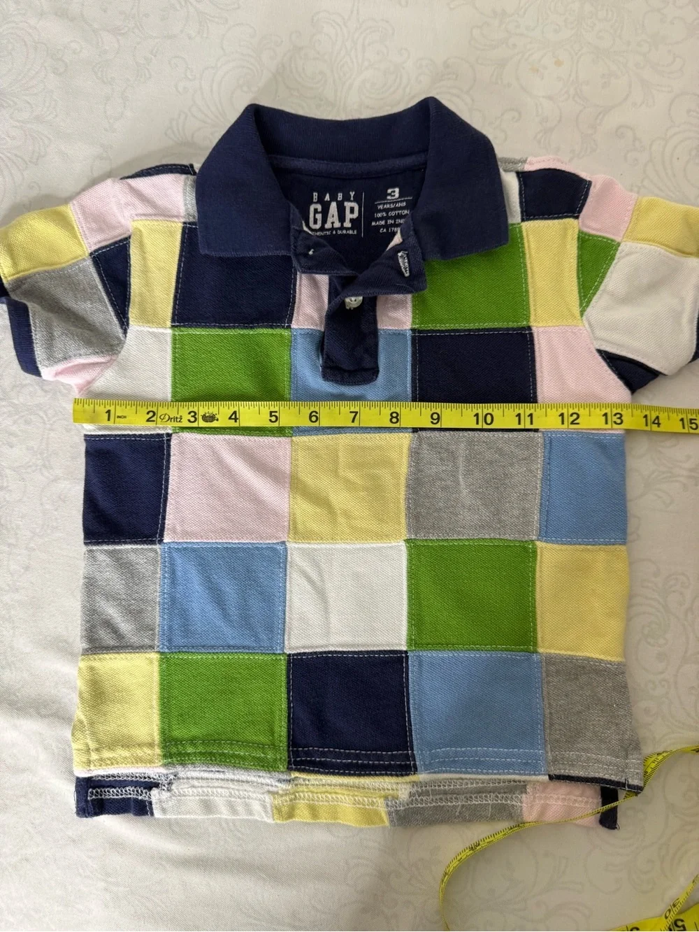 Vintage Y2K Baby Gap Preppy Patchwork Colorblock Cotton Polo Shirt Size 3 Years